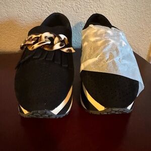 Brand new Pierre Dumas Black Slip-On Shoes with Chain Detail